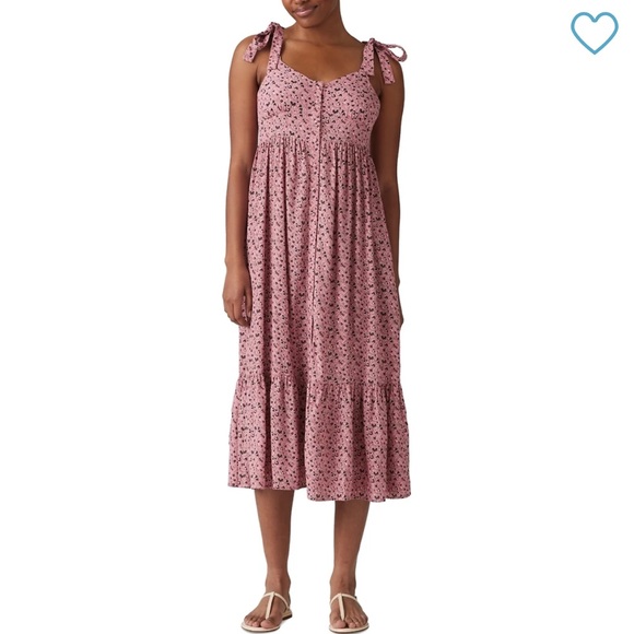NEW! Levi's Katherine Maxi Dress Size L pink button-down floral - Picture 1 of 5